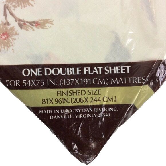 Danville No Iron Percale Double Flat Sheet Floral Pink Roses 180 TC Vtg 80s - Picture 3 of 4